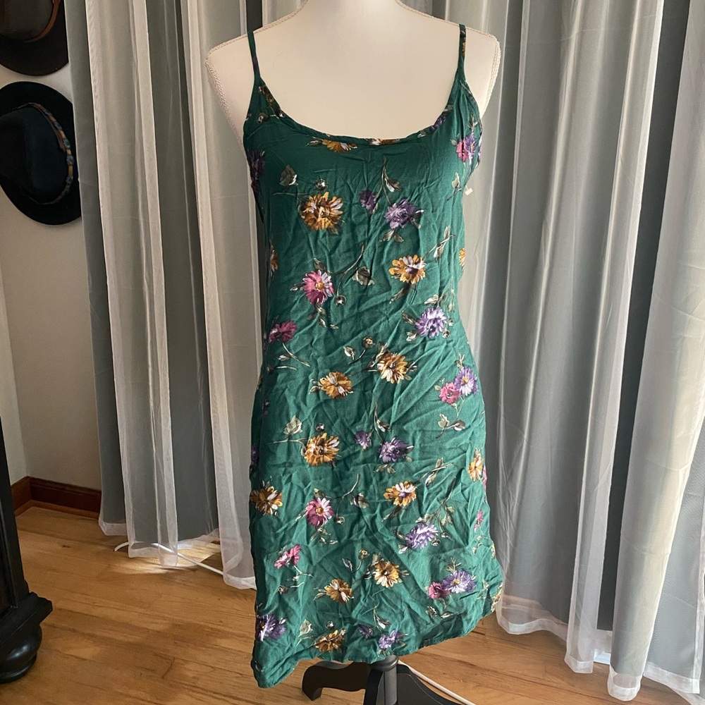 Vintage 90’s green floral grunge slip dress